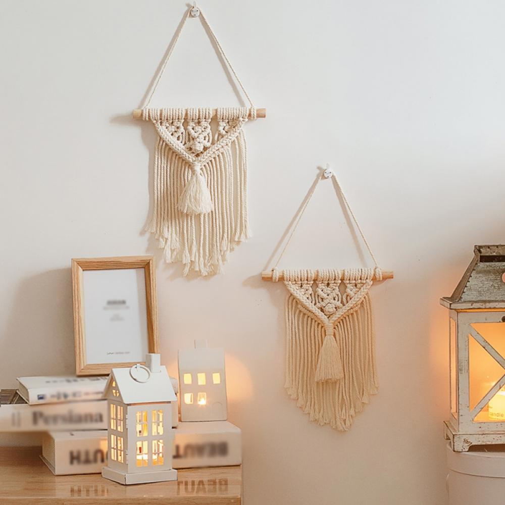 Macrame Woven Wall Hanging Boho Wall Decor Art-Decorative Geometric Wall Tapestry for Bedroom Living Room Apartment Party Wedding Decorations, 1 Pack
